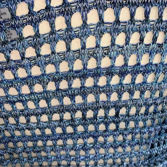 Catherines Open Knit Sweater Blue Metallic Sparkle Plus Size 3X 26W 28W Beachy - Picture 4 of 7